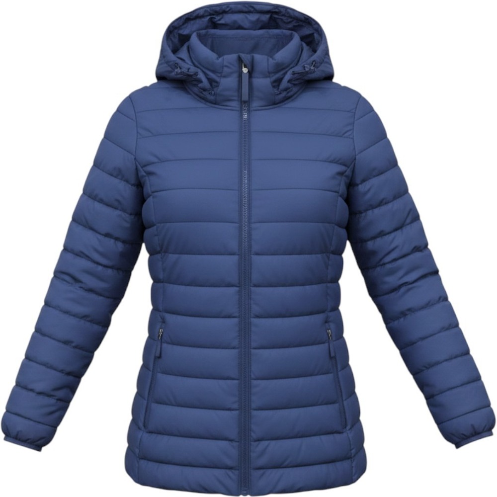 St Johns Bay Womens Puffer Jacket Navy Blue Hooded Full Zip Size Medium NWT